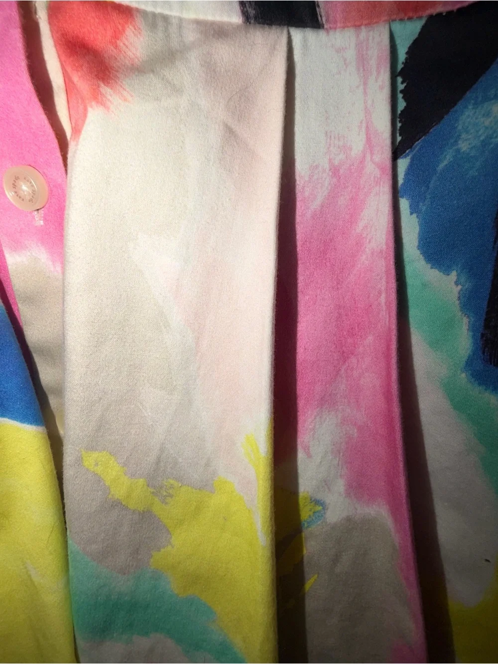 Kate Spade Short‑Sleeve Watercolor Shirt Dress – Painterly Floral Dip‑Tone Sz 0